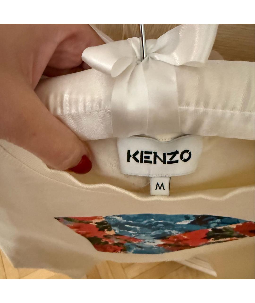 KENZO Бежевая хлопковая футболка, фото 3