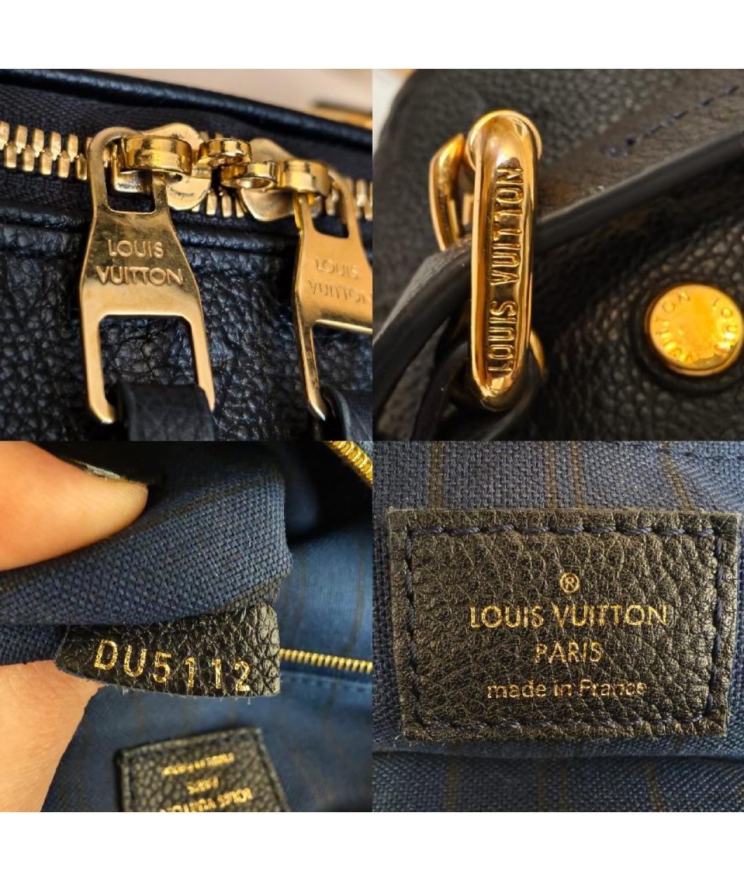 LOUIS VUITTON Черная кожаная сумка с короткими ручками, фото 5
