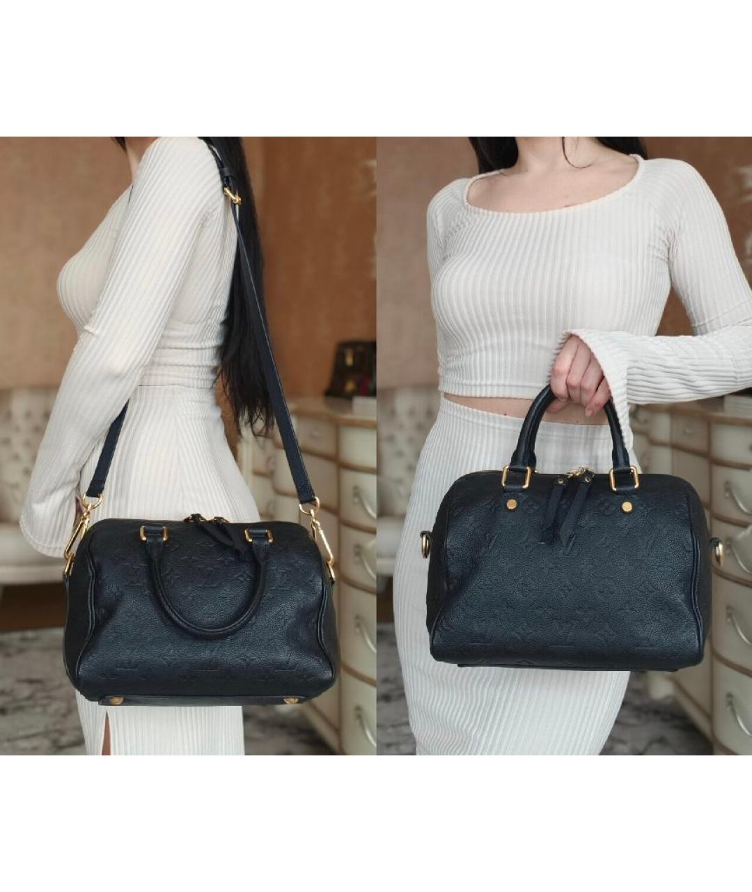 LOUIS VUITTON Черная кожаная сумка с короткими ручками, фото 4