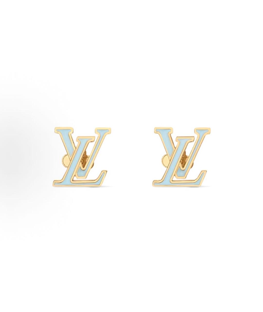 LOUIS VUITTON Голубые металлические серьги, фото 5
