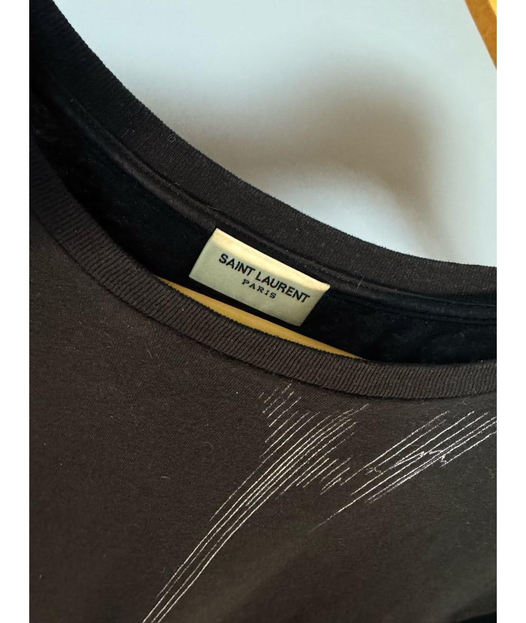 SAINT LAURENT Черная хлопковая футболка, фото 3