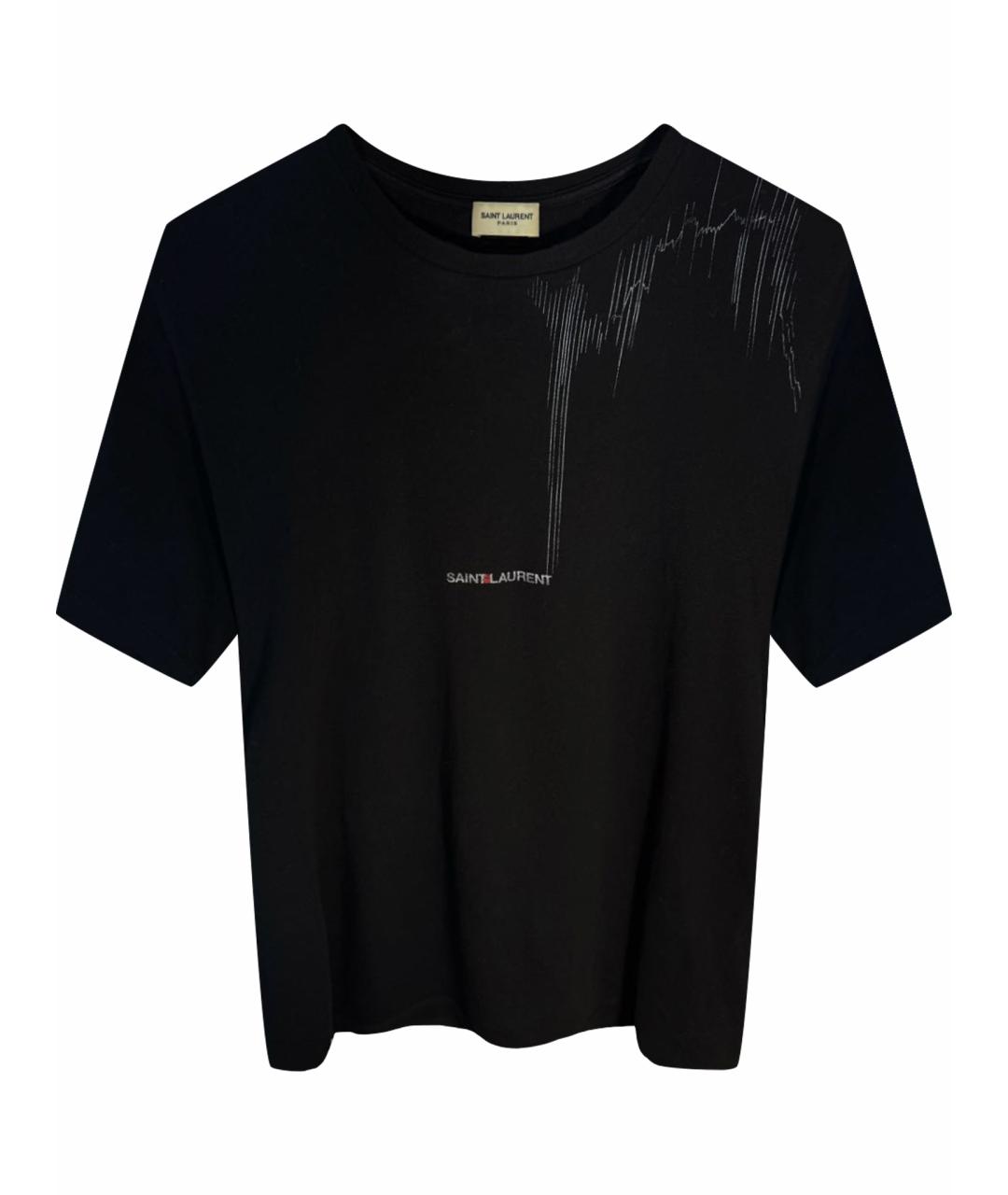 SAINT LAURENT Черная хлопковая футболка, фото 1