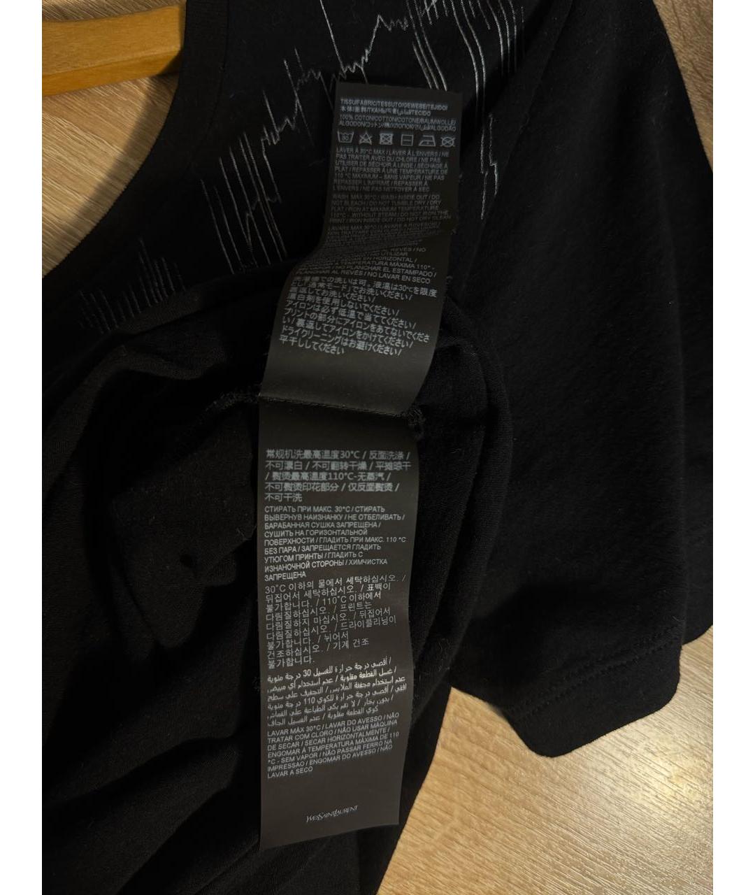 SAINT LAURENT Черная хлопковая футболка, фото 6