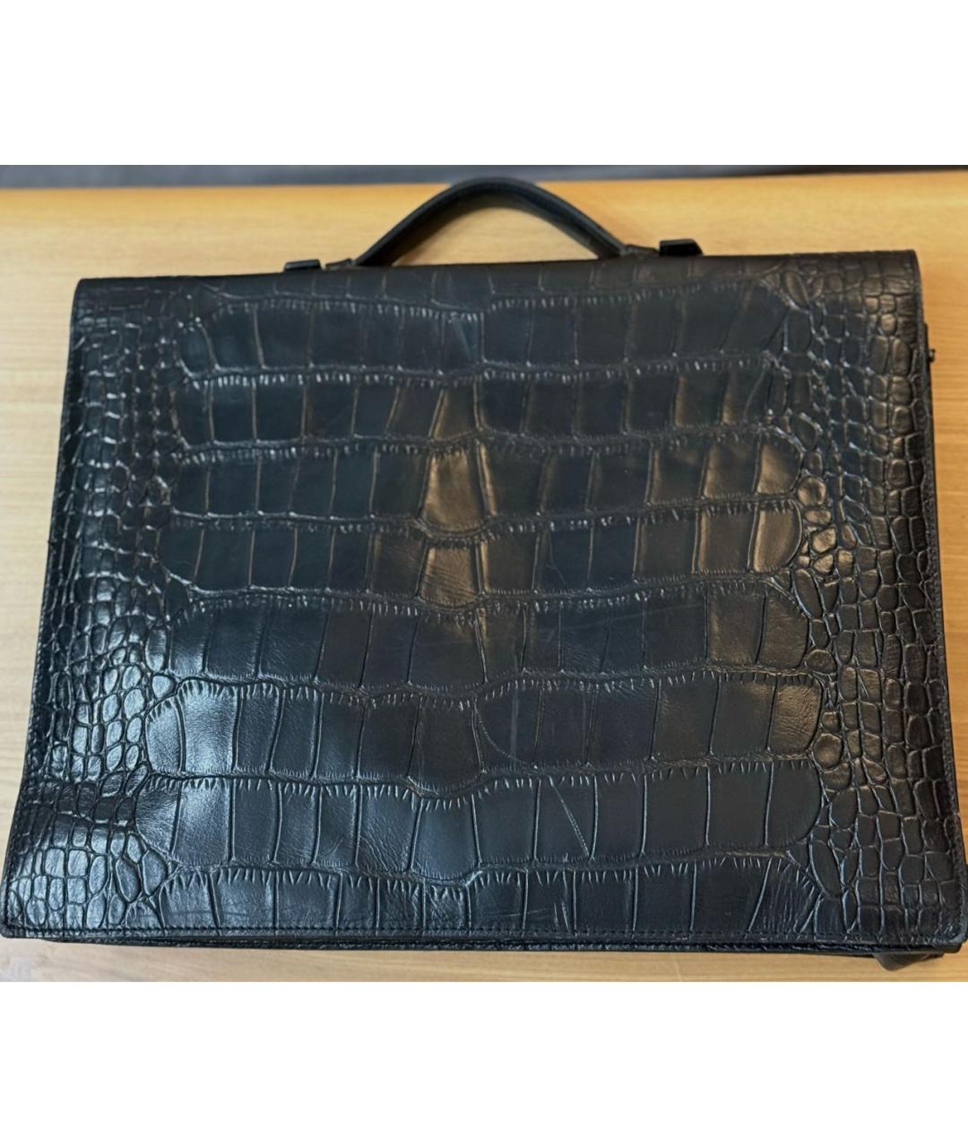 HERMES Черный кожаный портфель, фото 3