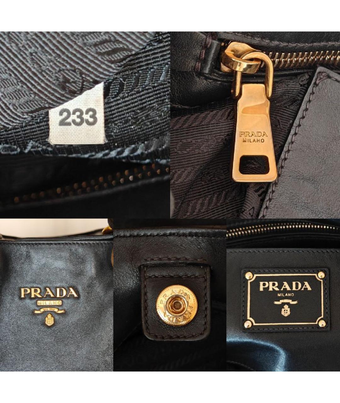 PRADA Черная кожаная сумка тоут, фото 5