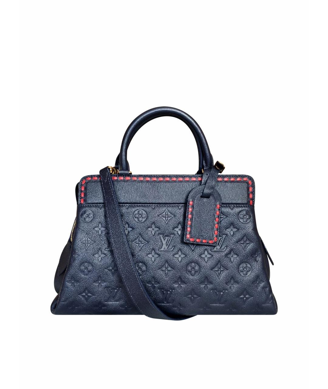 LOUIS VUITTON Темно-синяя кожаная сумка с короткими ручками, фото 1