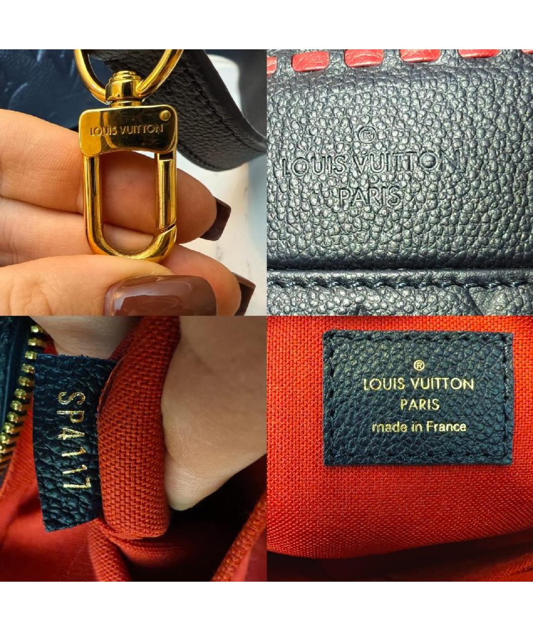 LOUIS VUITTON Темно-синяя кожаная сумка с короткими ручками, фото 5