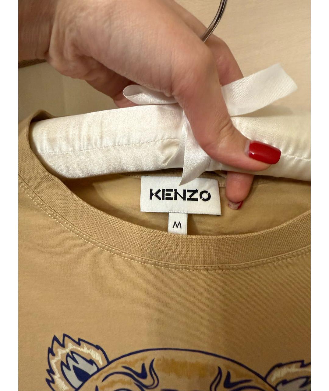 KENZO Бежевая хлопковая футболка, фото 3