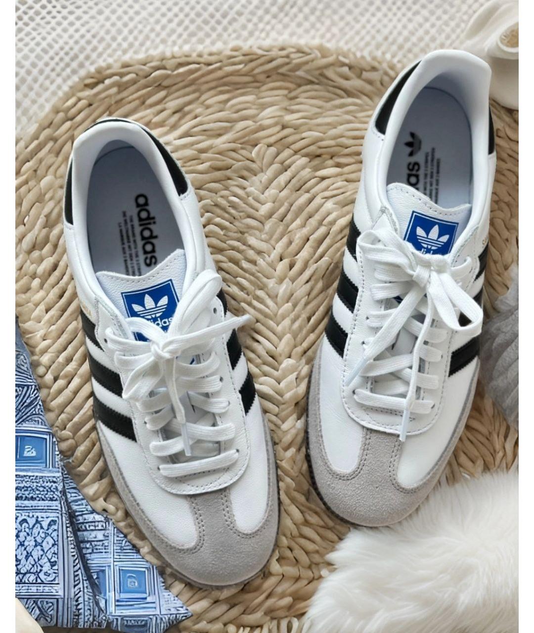 ADIDAS Белые кожаные низкие кроссовки / кеды, фото 5