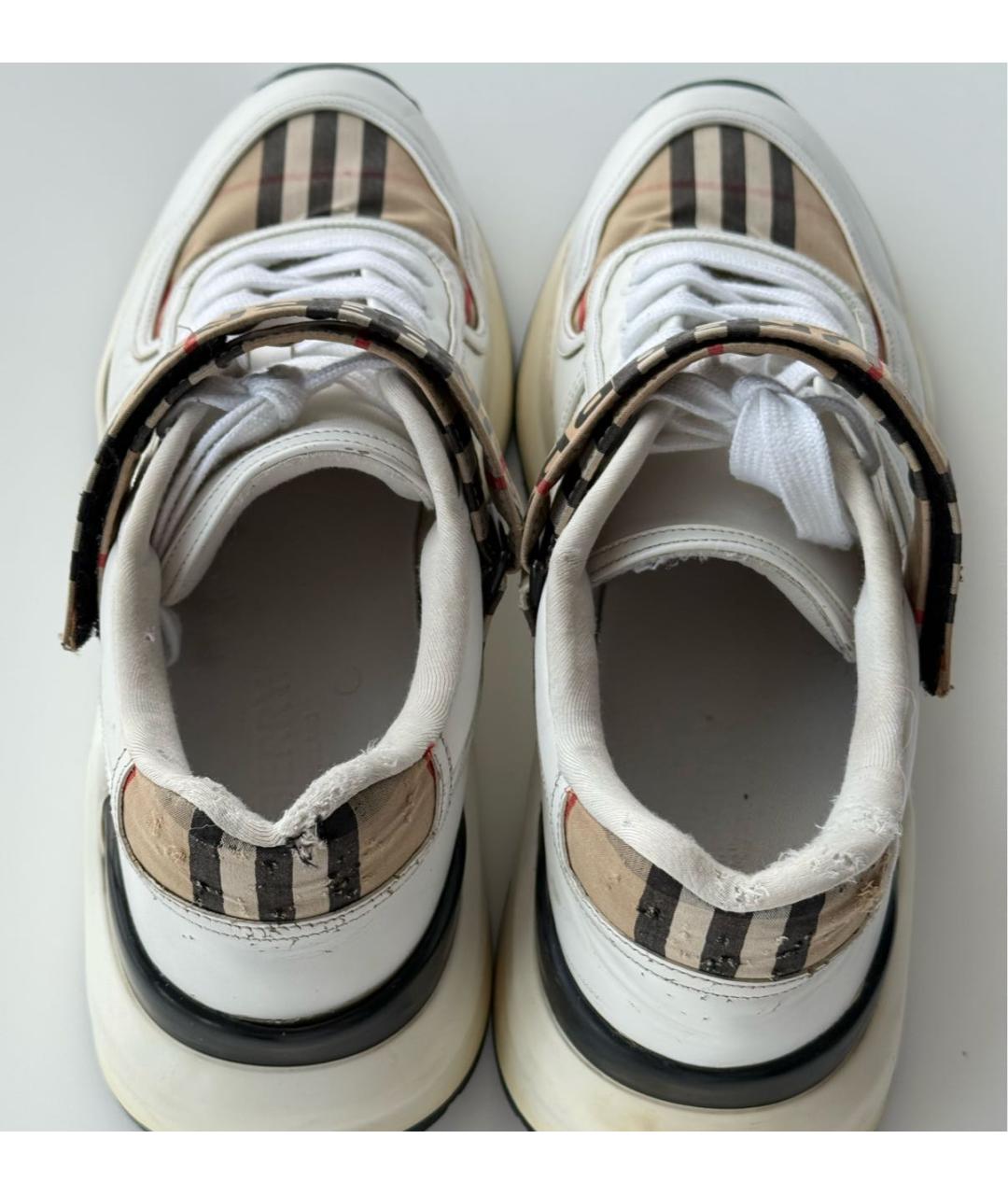 BURBERRY Белые кожаные низкие кроссовки / кеды, фото 5