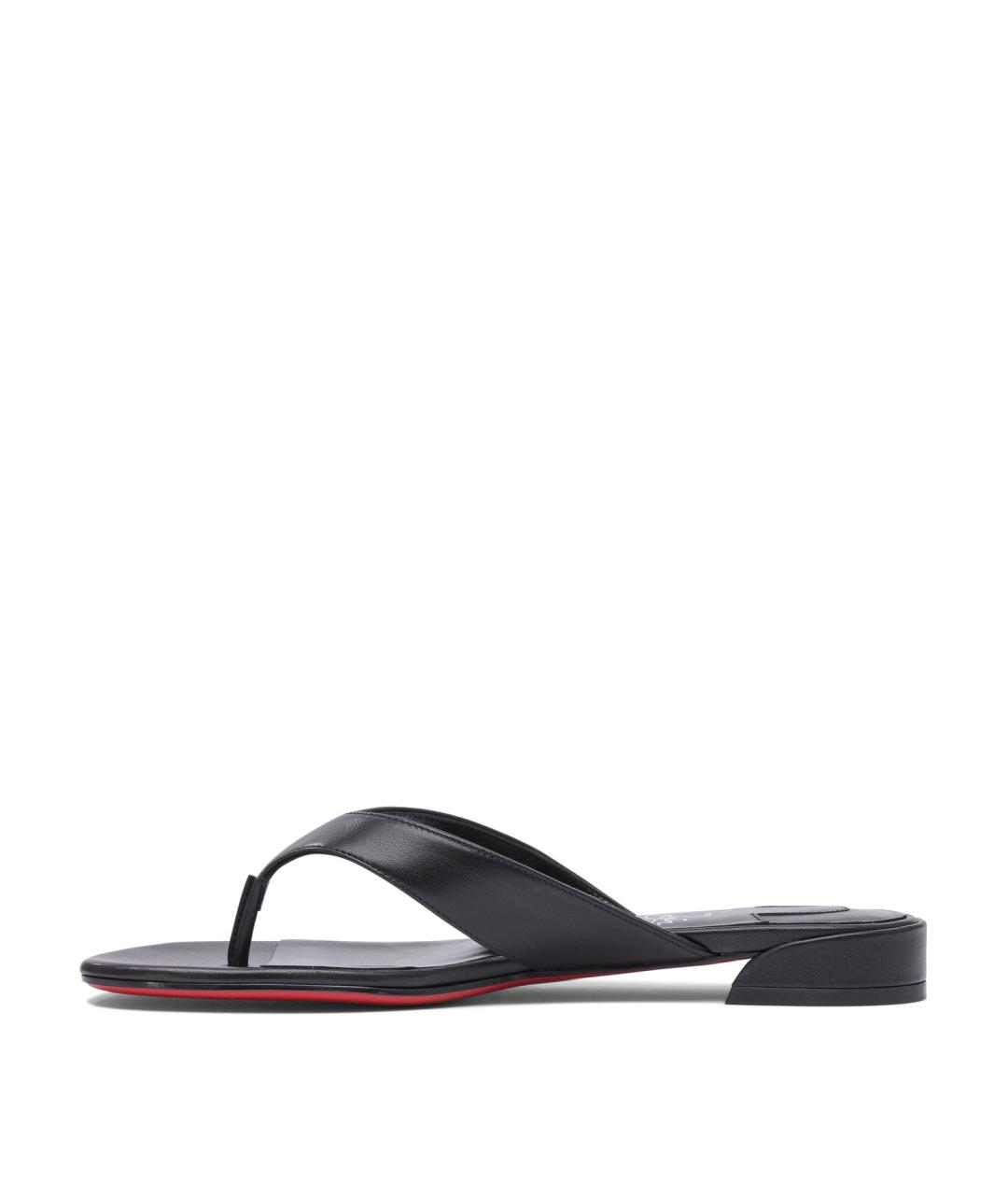 CHRISTIAN LOUBOUTIN Черные кожаные шлепанцы, фото 3