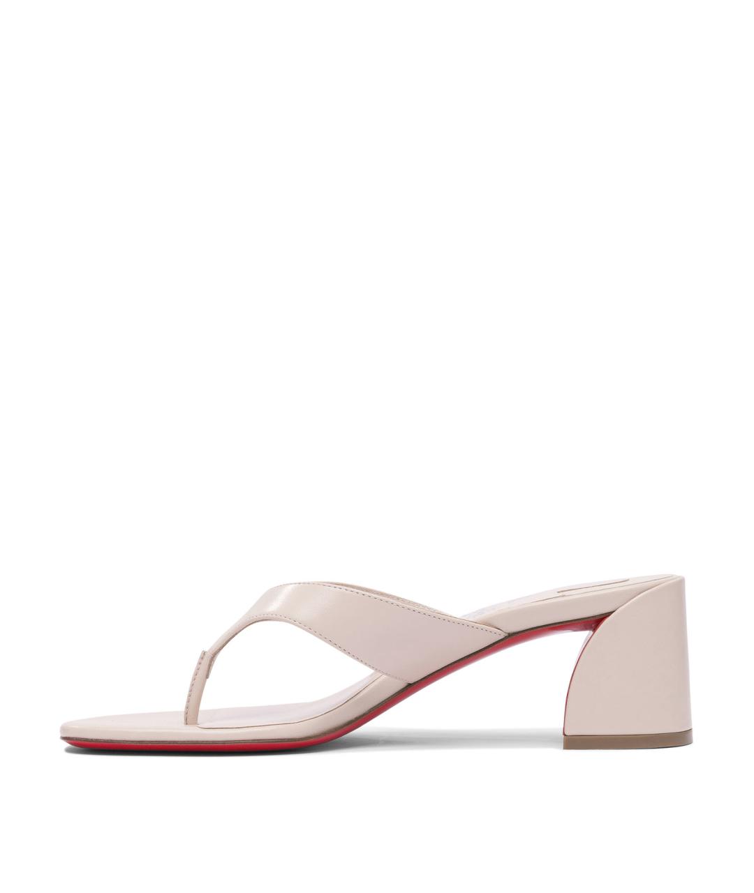 CHRISTIAN LOUBOUTIN Белые кожаные мюли, фото 3