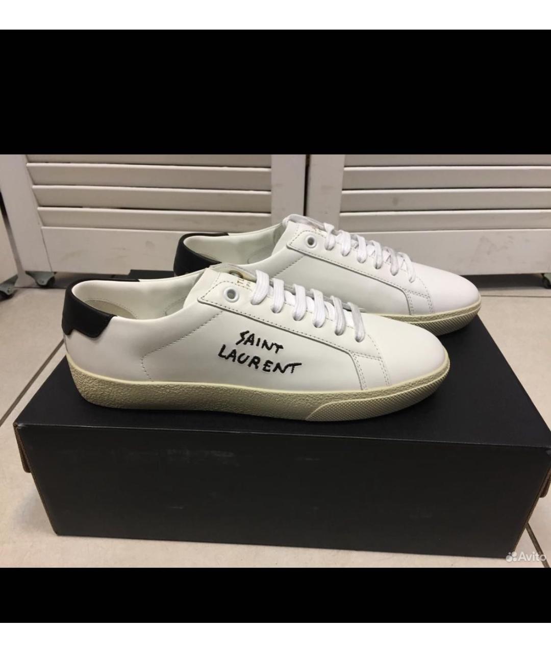 SAINT LAURENT Белые кожаные кеды, фото 9
