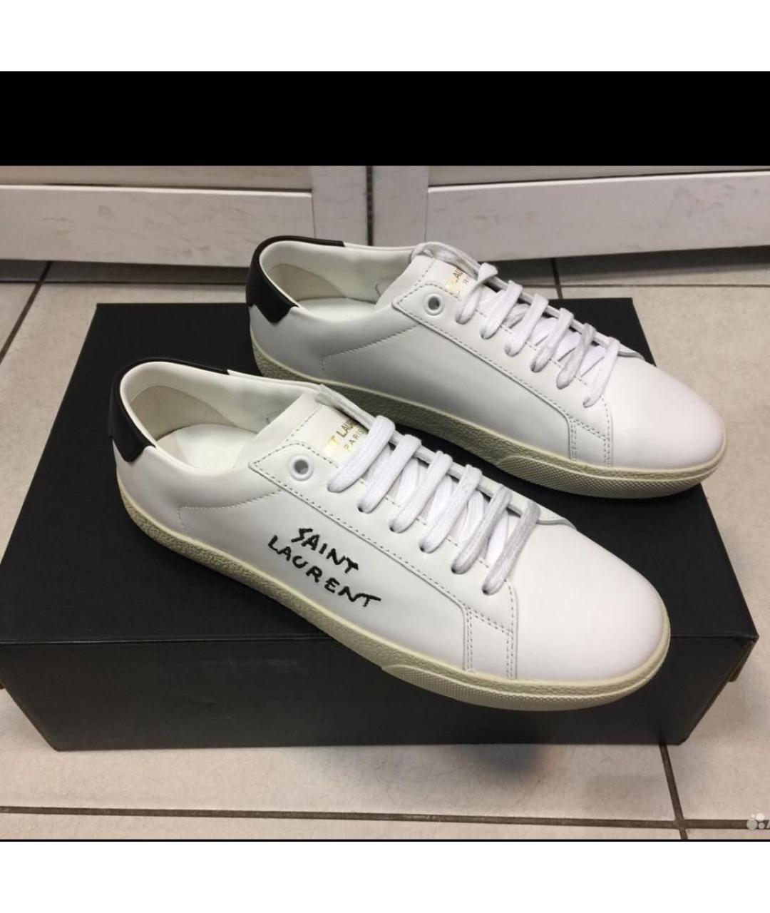 SAINT LAURENT Белые кожаные кеды, фото 2