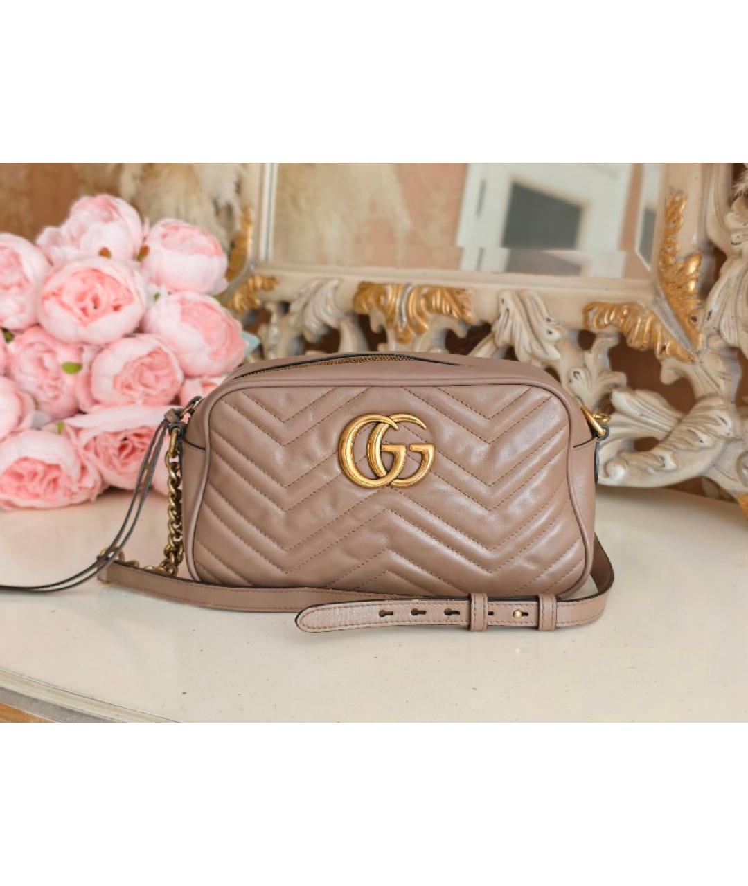 GUCCI Бежевая кожаная сумка через плечо, фото 8