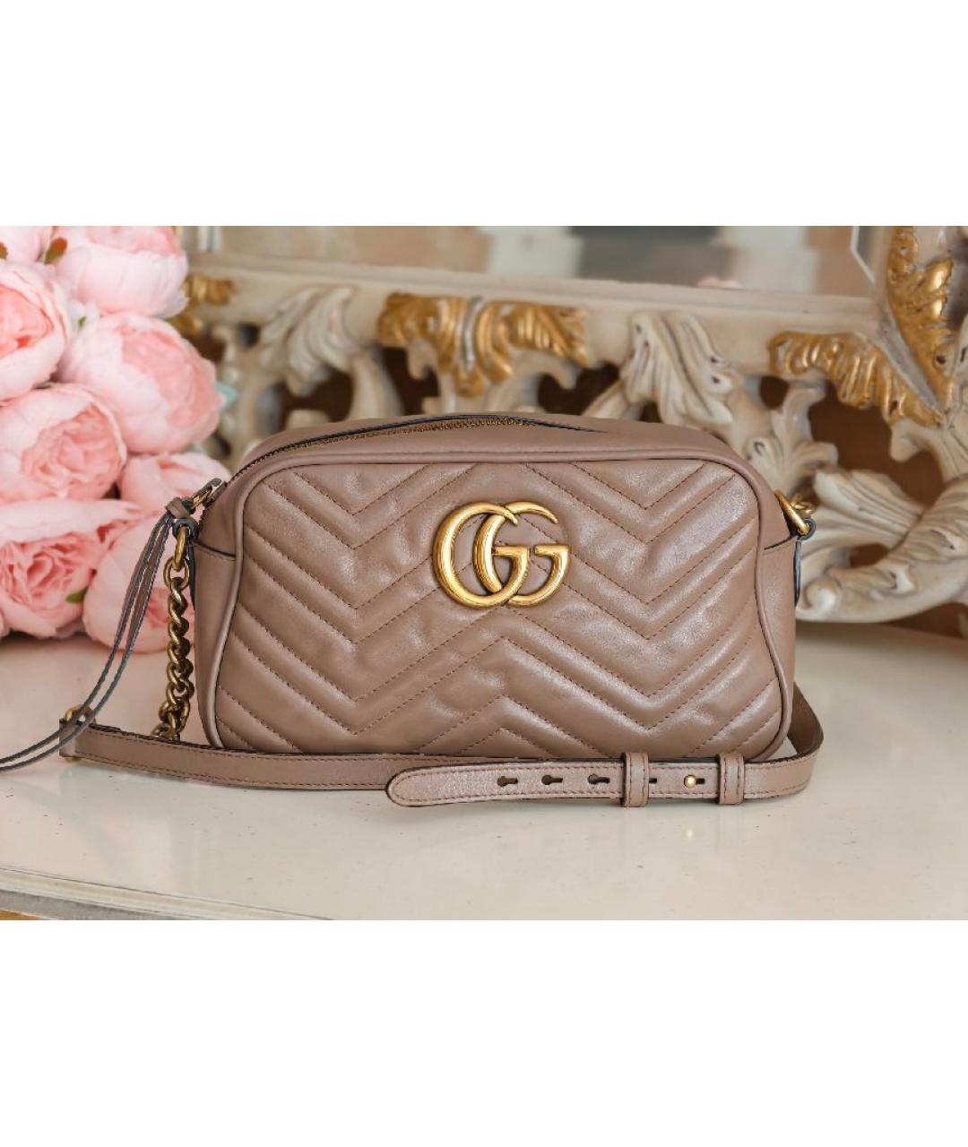 GUCCI Бежевая кожаная сумка через плечо, фото 2