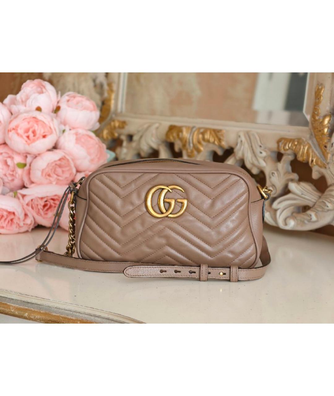 GUCCI Бежевая кожаная сумка через плечо, фото 7