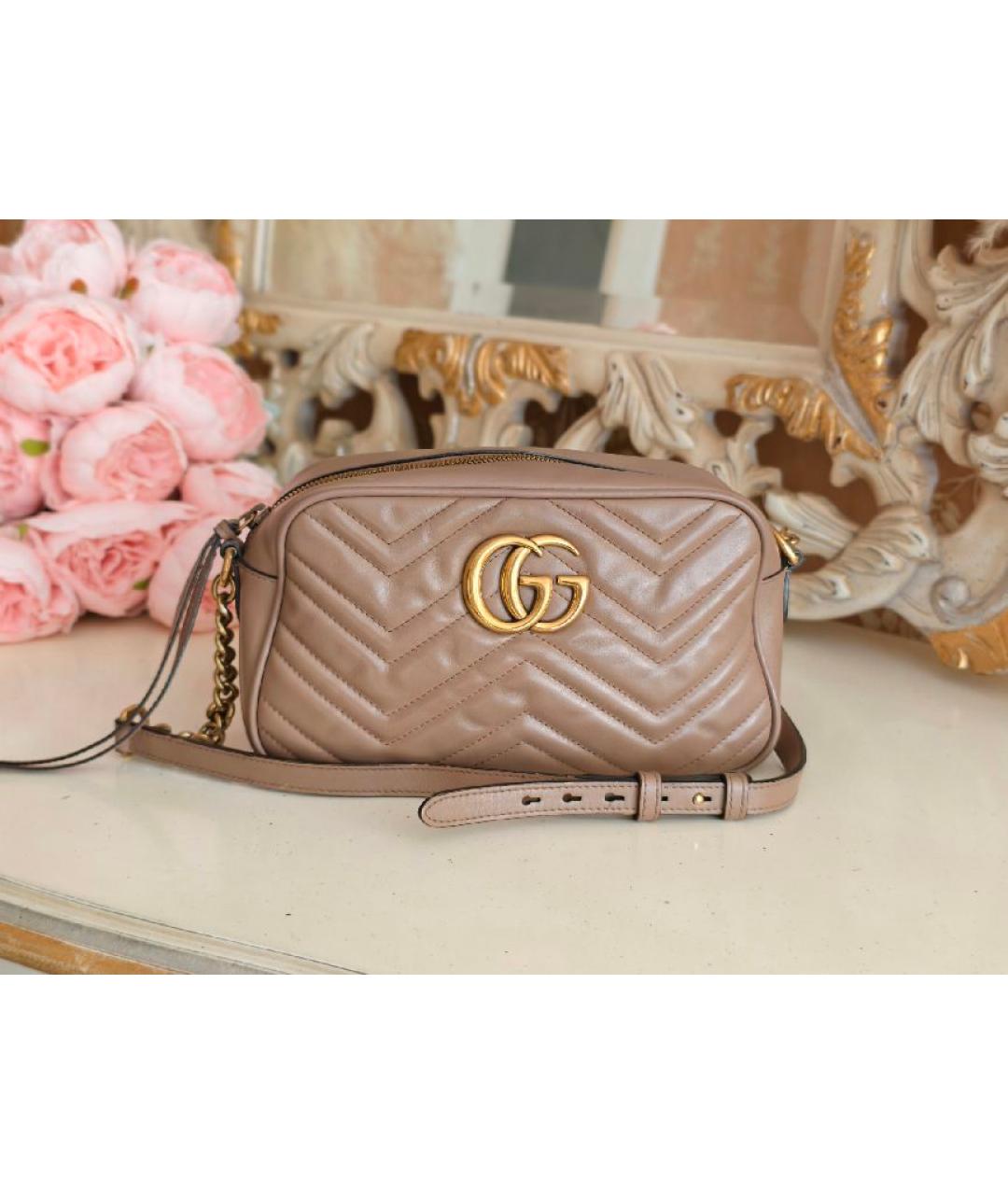 GUCCI Бежевая кожаная сумка через плечо, фото 9
