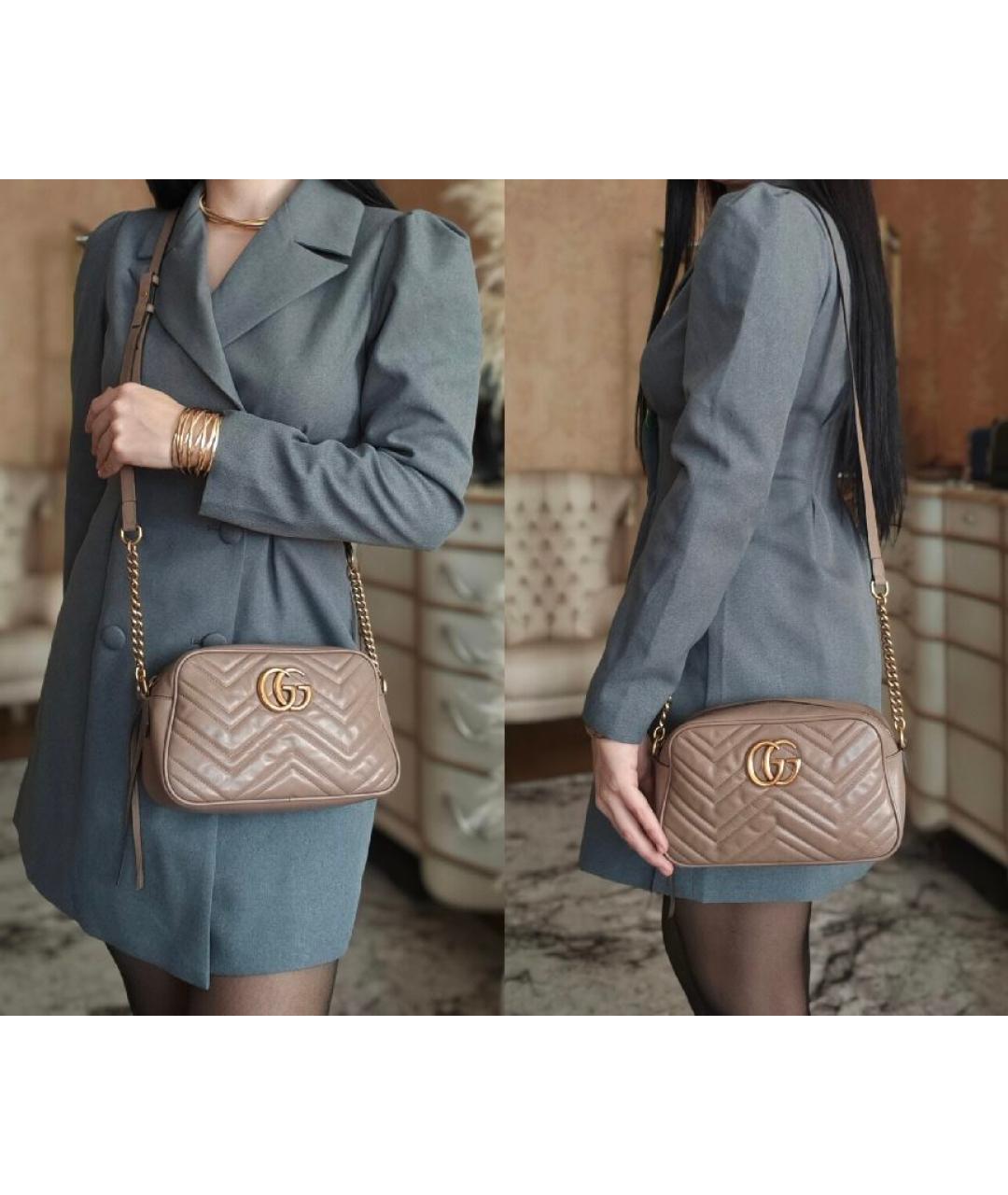 GUCCI Бежевая кожаная сумка через плечо, фото 4