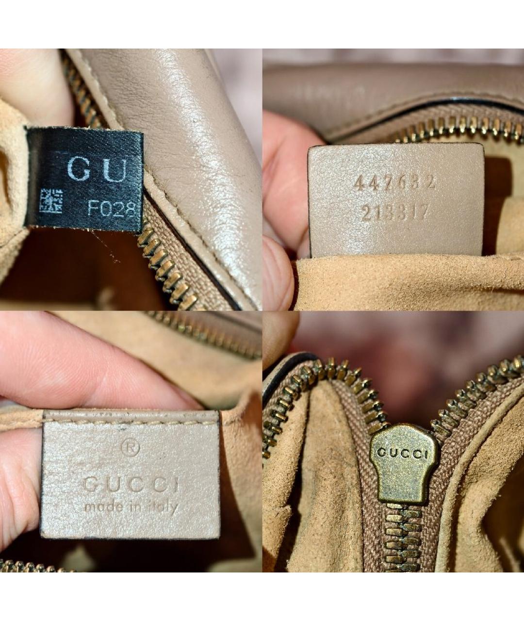 GUCCI Бежевая кожаная сумка через плечо, фото 5