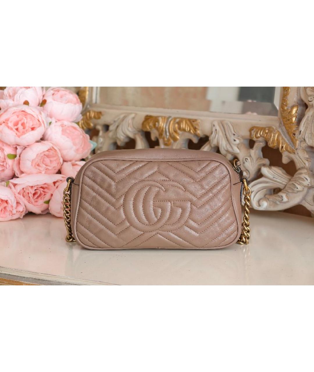 GUCCI Бежевая кожаная сумка через плечо, фото 3