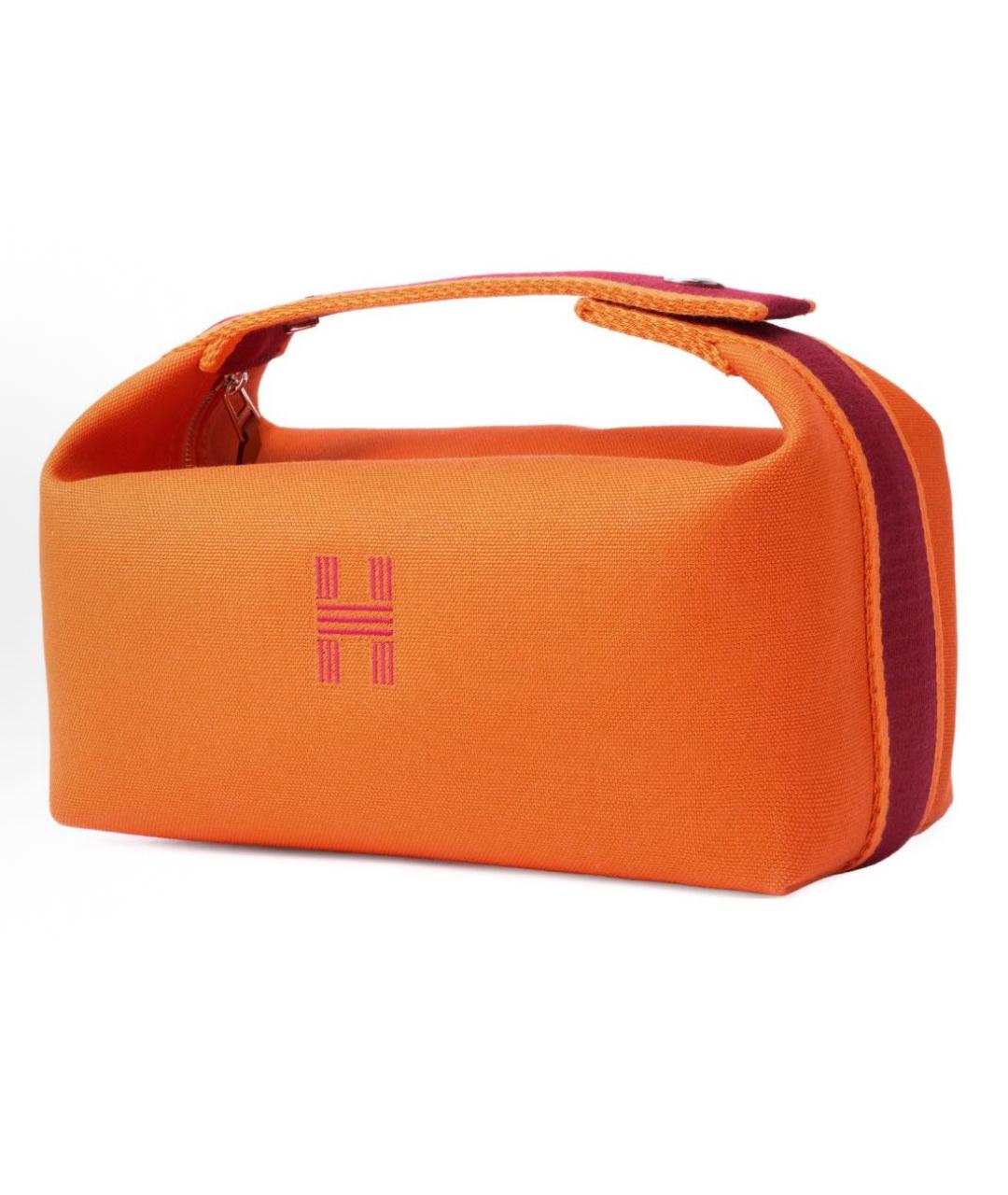HERMES Оранжевая хлопковая косметичка, фото 2