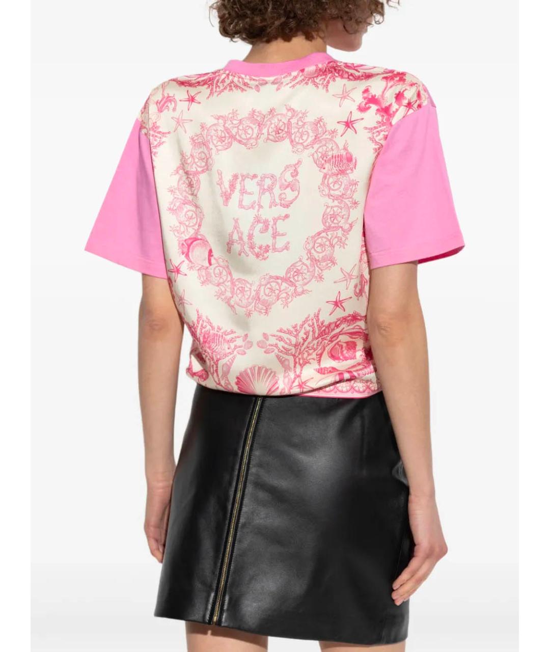 VERSACE Розовая хлопковая футболка, фото 4