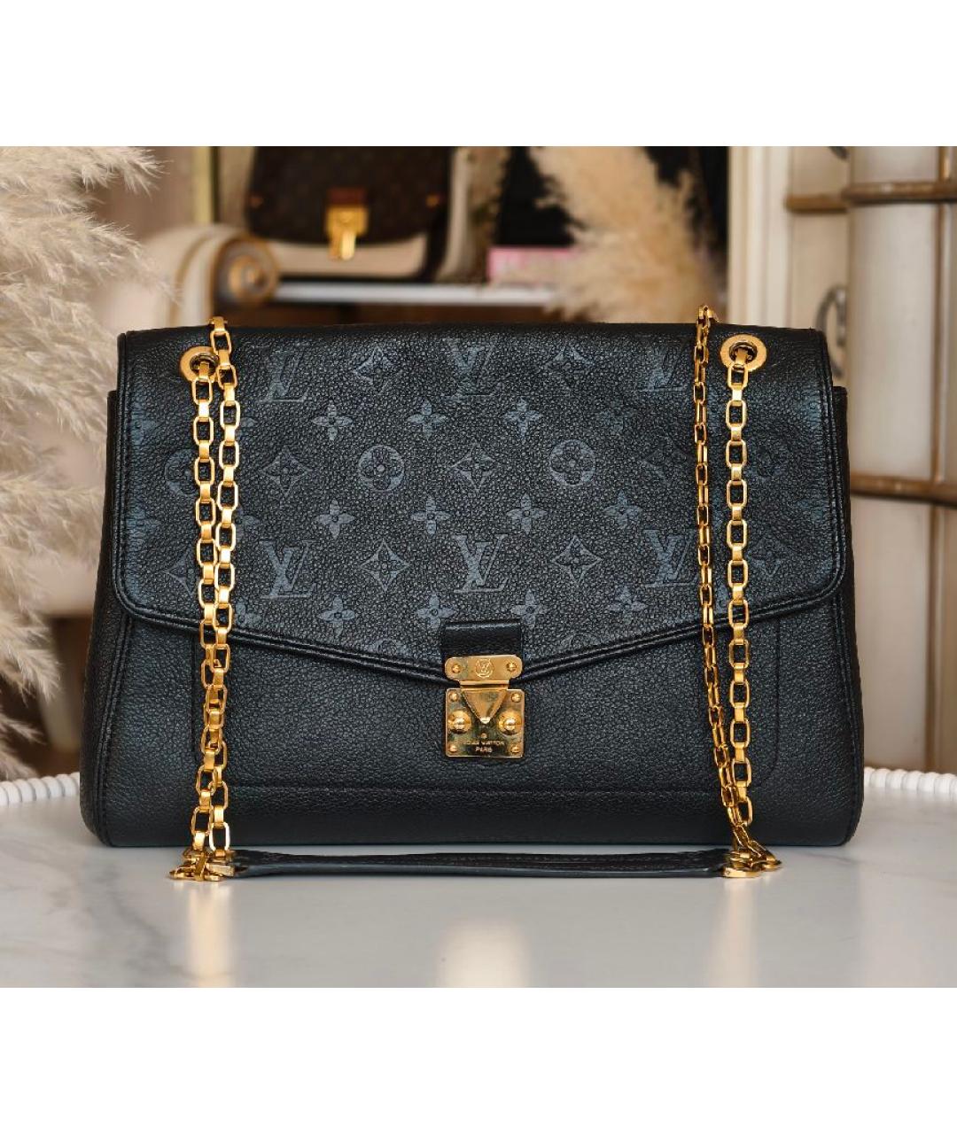 LOUIS VUITTON Черная кожаная сумка с короткими ручками, фото 2