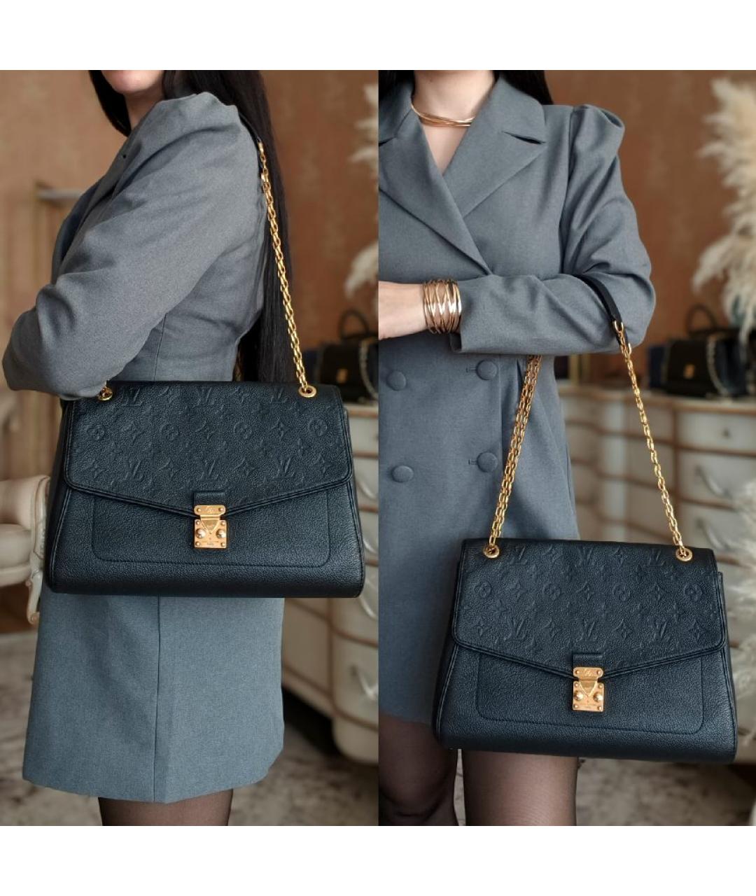 LOUIS VUITTON Черная кожаная сумка с короткими ручками, фото 4
