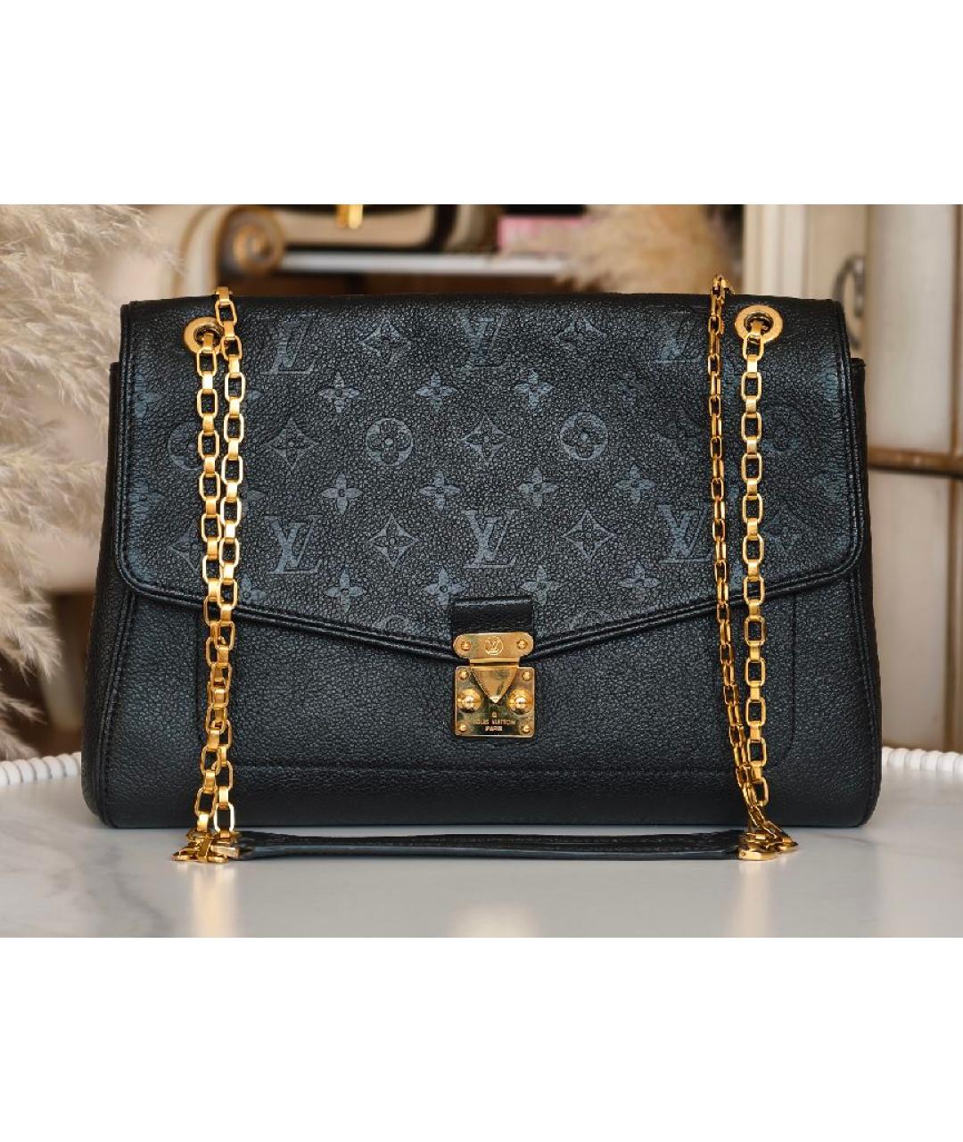 LOUIS VUITTON Черная кожаная сумка с короткими ручками, фото 9