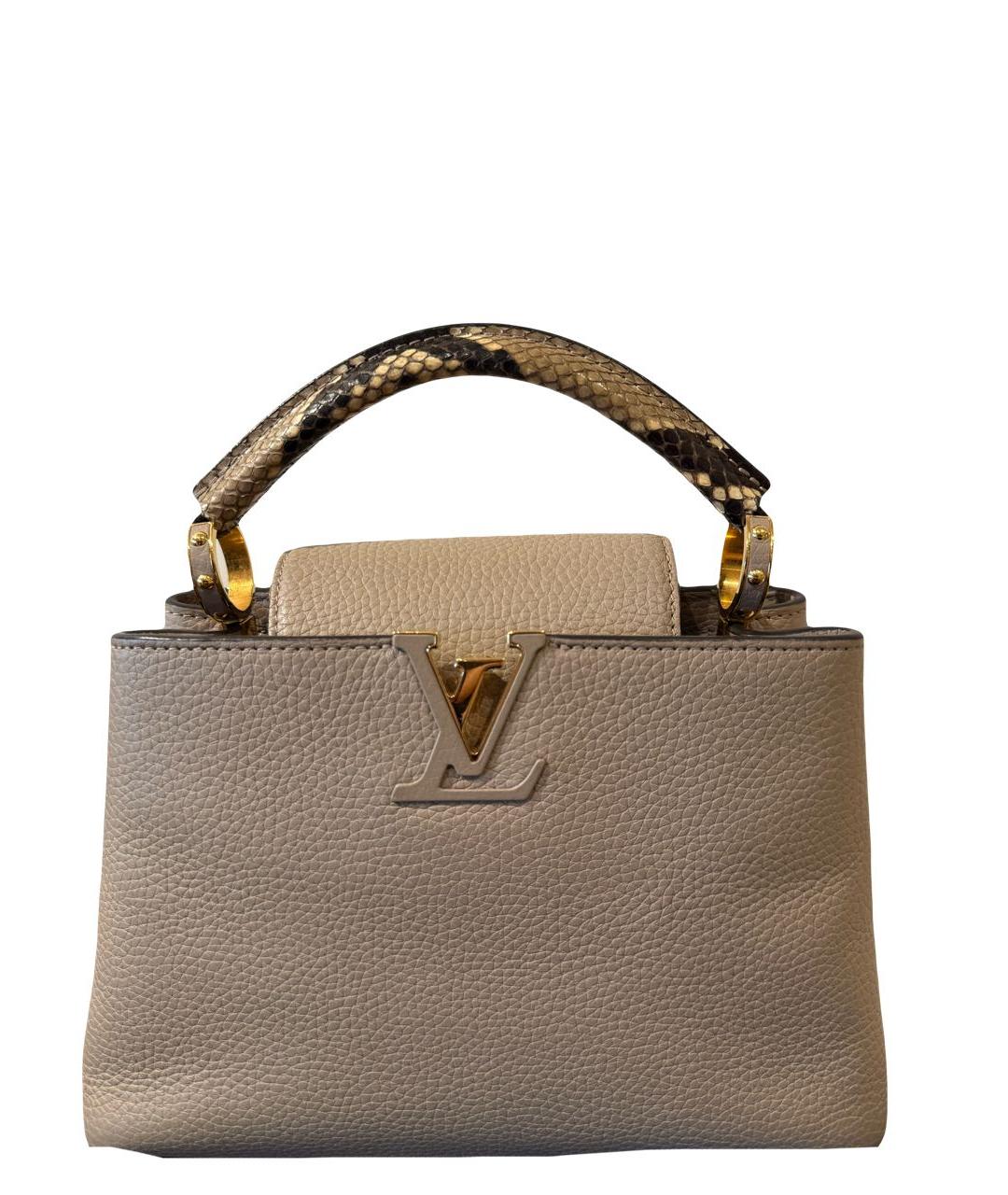 LOUIS VUITTON Бежевая кожаная сумка с короткими ручками, фото 1