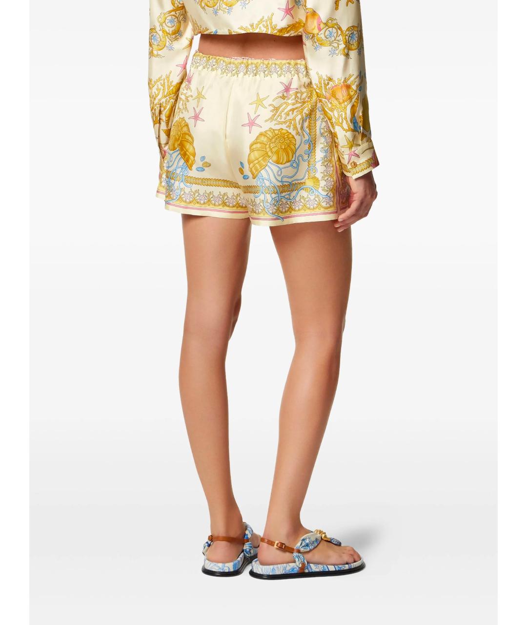 VERSACE Желтые шелковые шорты, фото 4