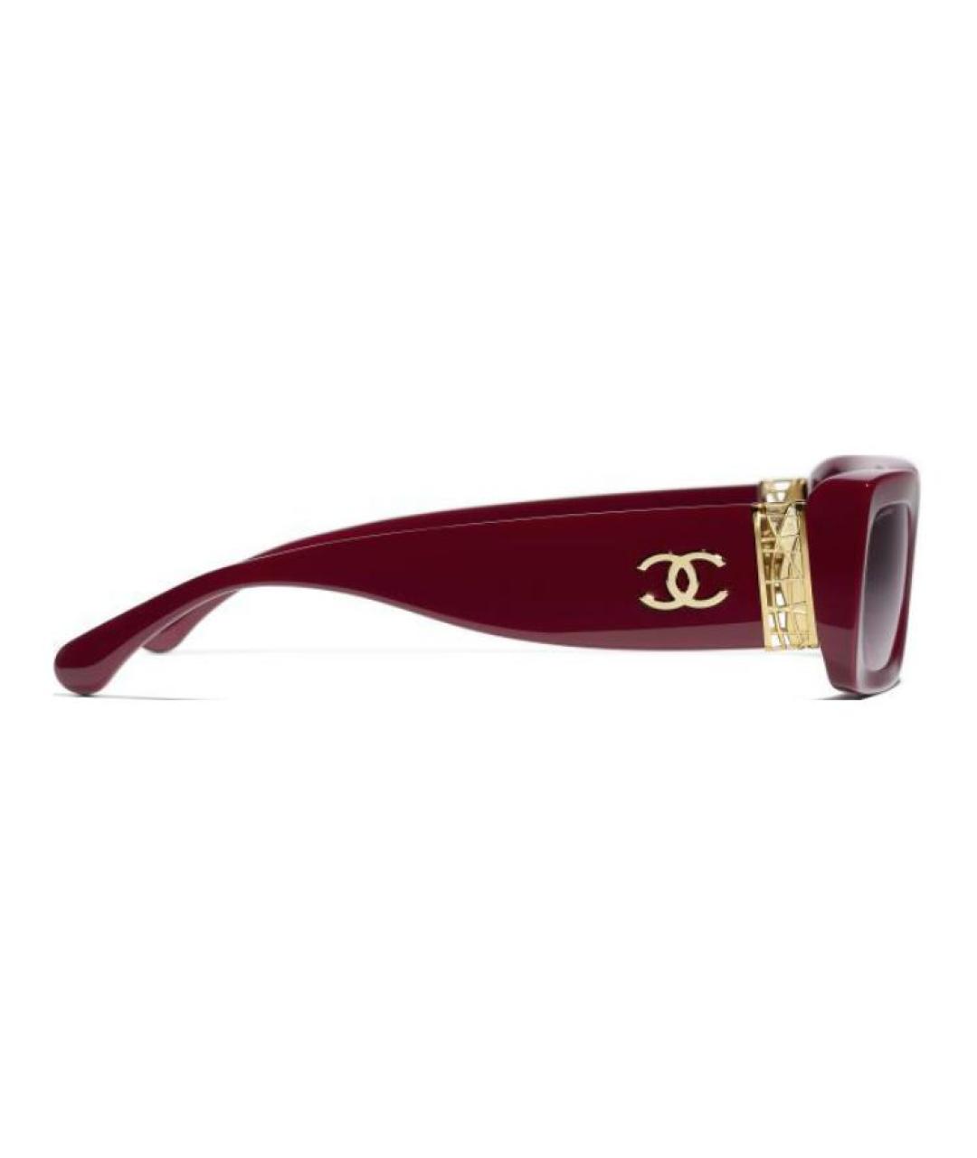 CHANEL Бордовые пластиковые солнцезащитные очки, фото 4