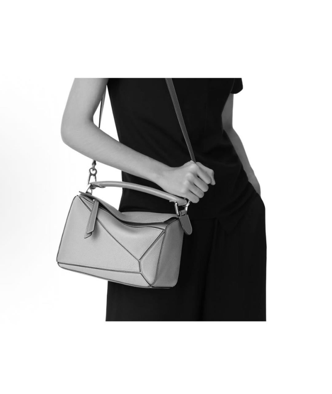 LOEWE Антрацитовая кожаная сумка через плечо, фото 7