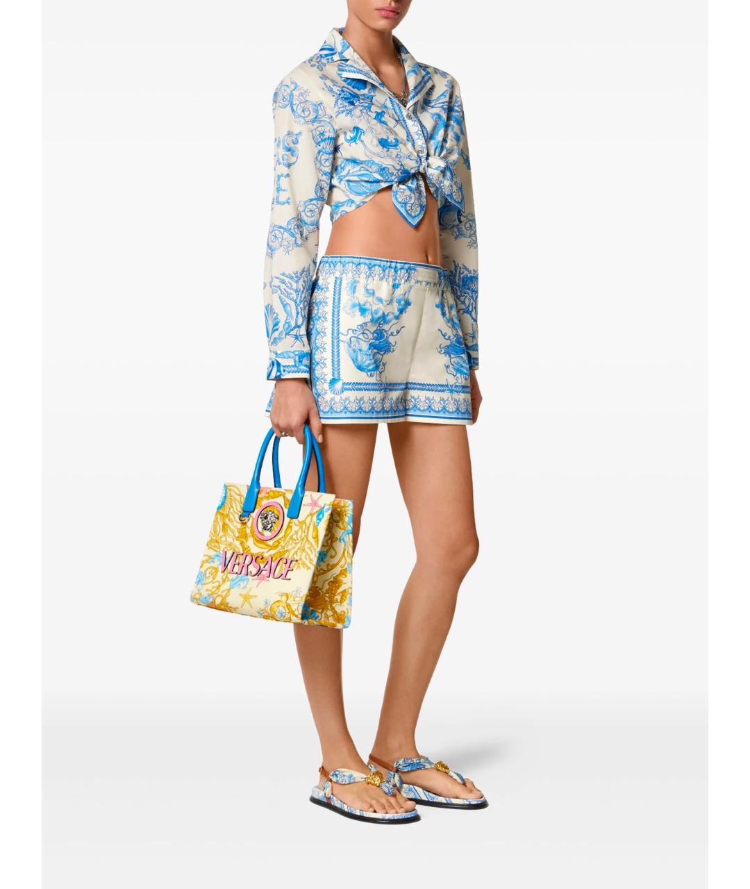 VERSACE Голубая хлопковая рубашка, фото 2