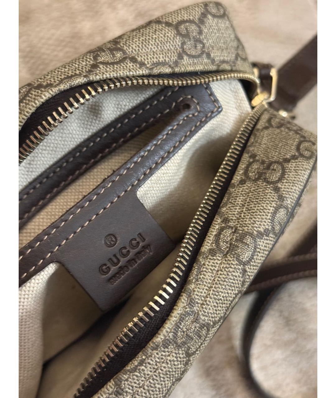 GUCCI Бежевая кожаная сумка на плечо, фото 4