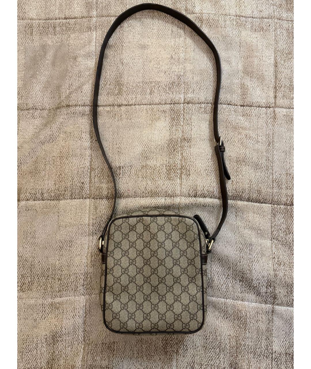 GUCCI Бежевая кожаная сумка на плечо, фото 3
