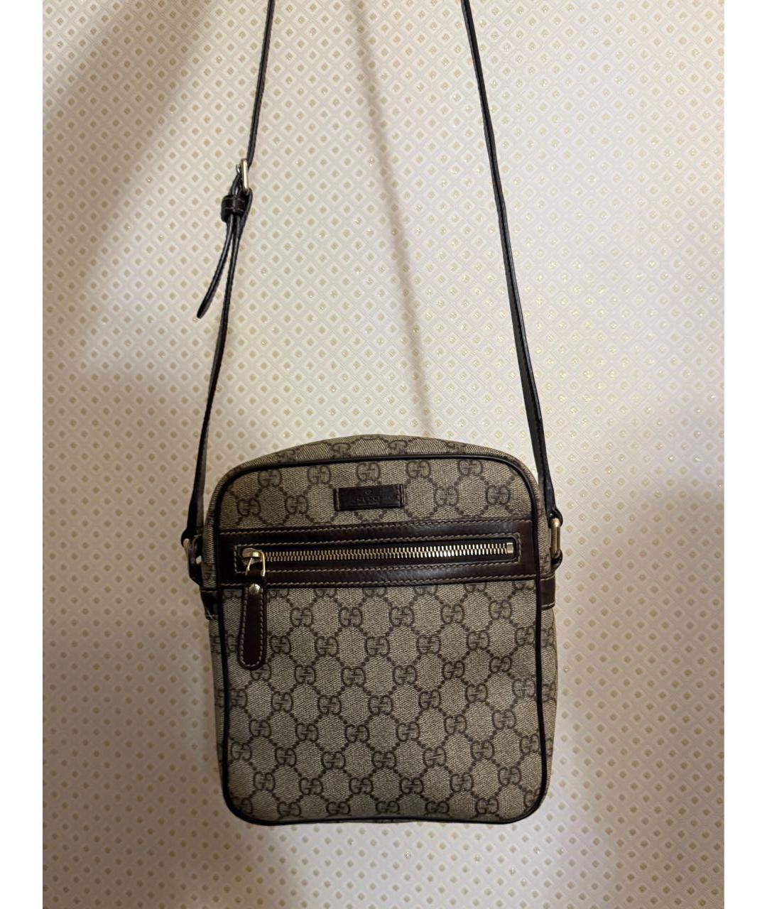 GUCCI Бежевая кожаная сумка на плечо, фото 6