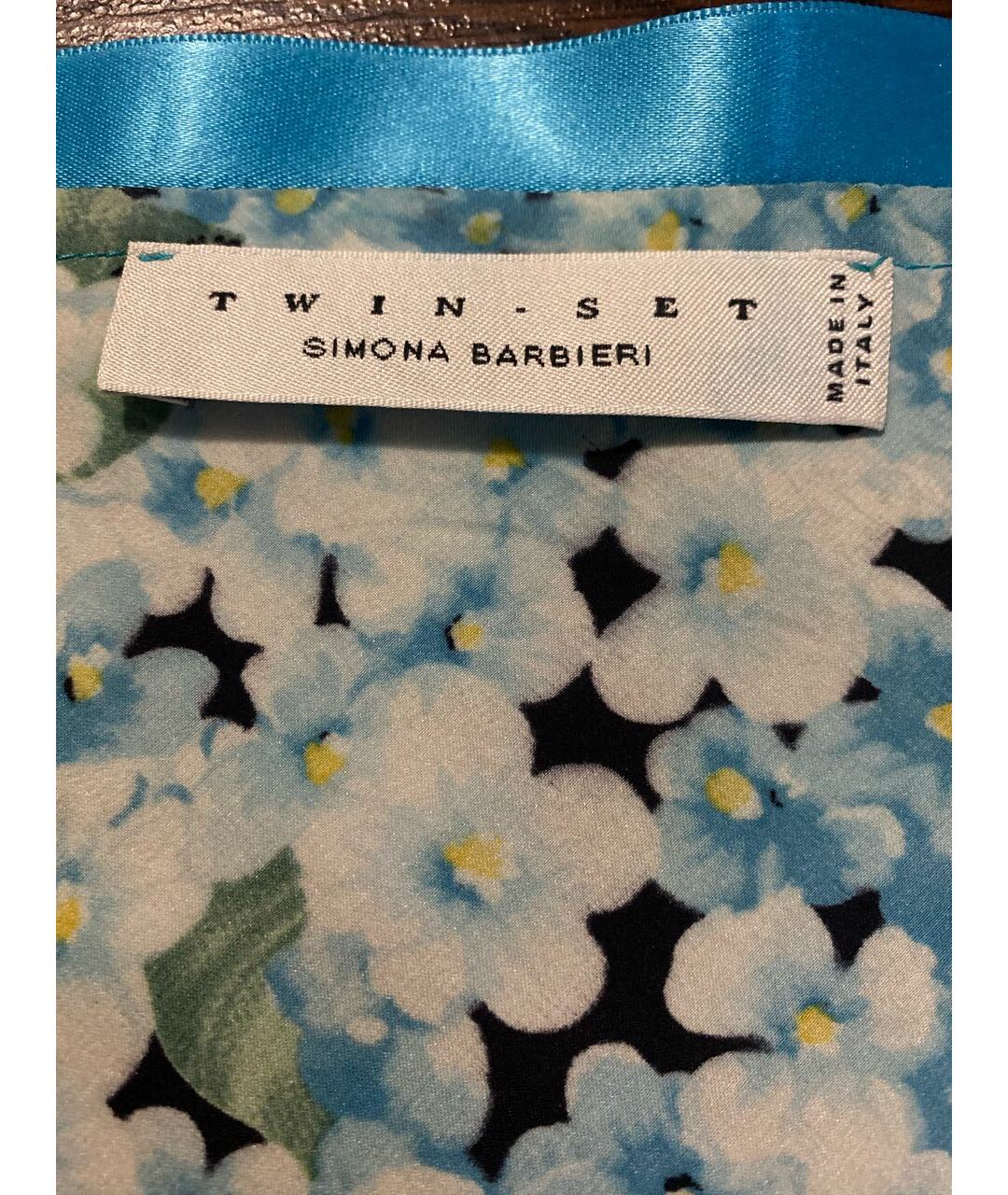 TWIN-SET Голубая шелковая юбка мини, фото 3