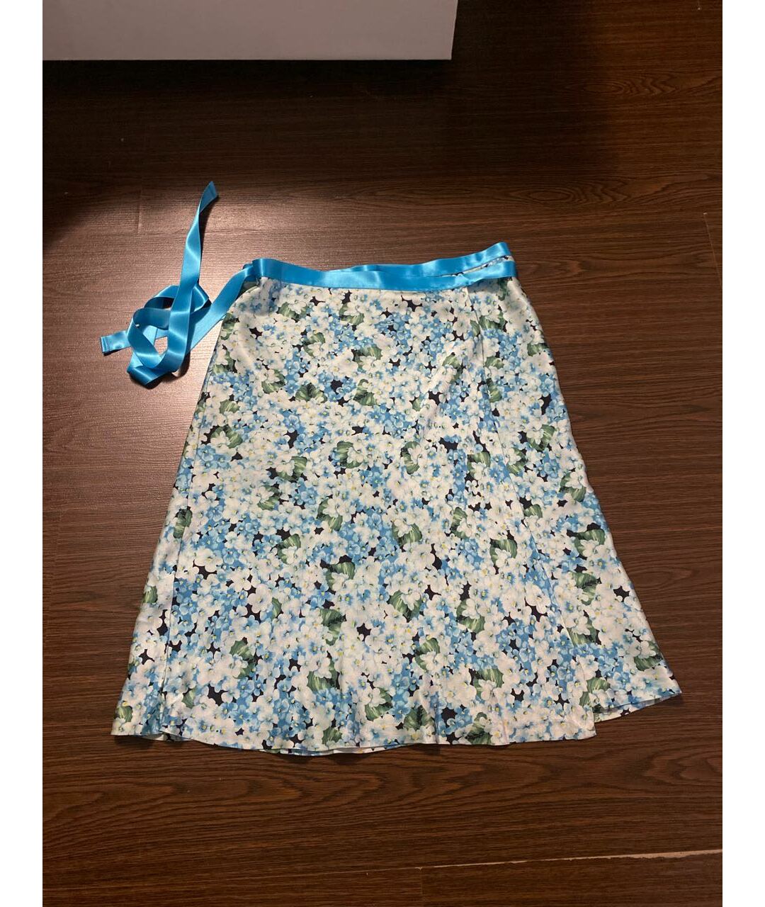 TWIN-SET Голубая шелковая юбка мини, фото 5