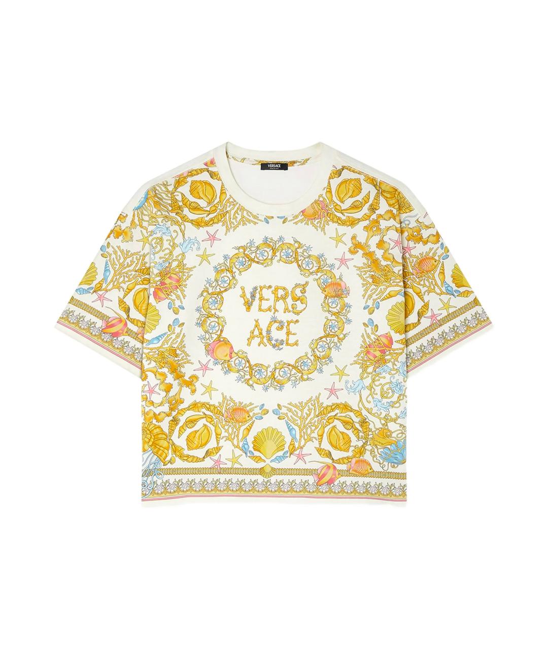 VERSACE Бежевая хлопковая футболка, фото 1