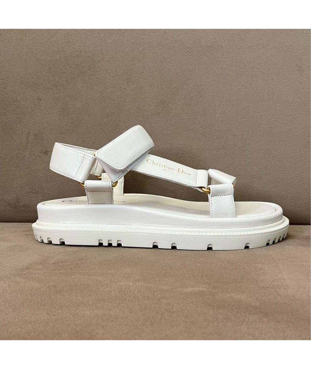 CHRISTIAN DIOR Белые кожаные сандалии, фото 10