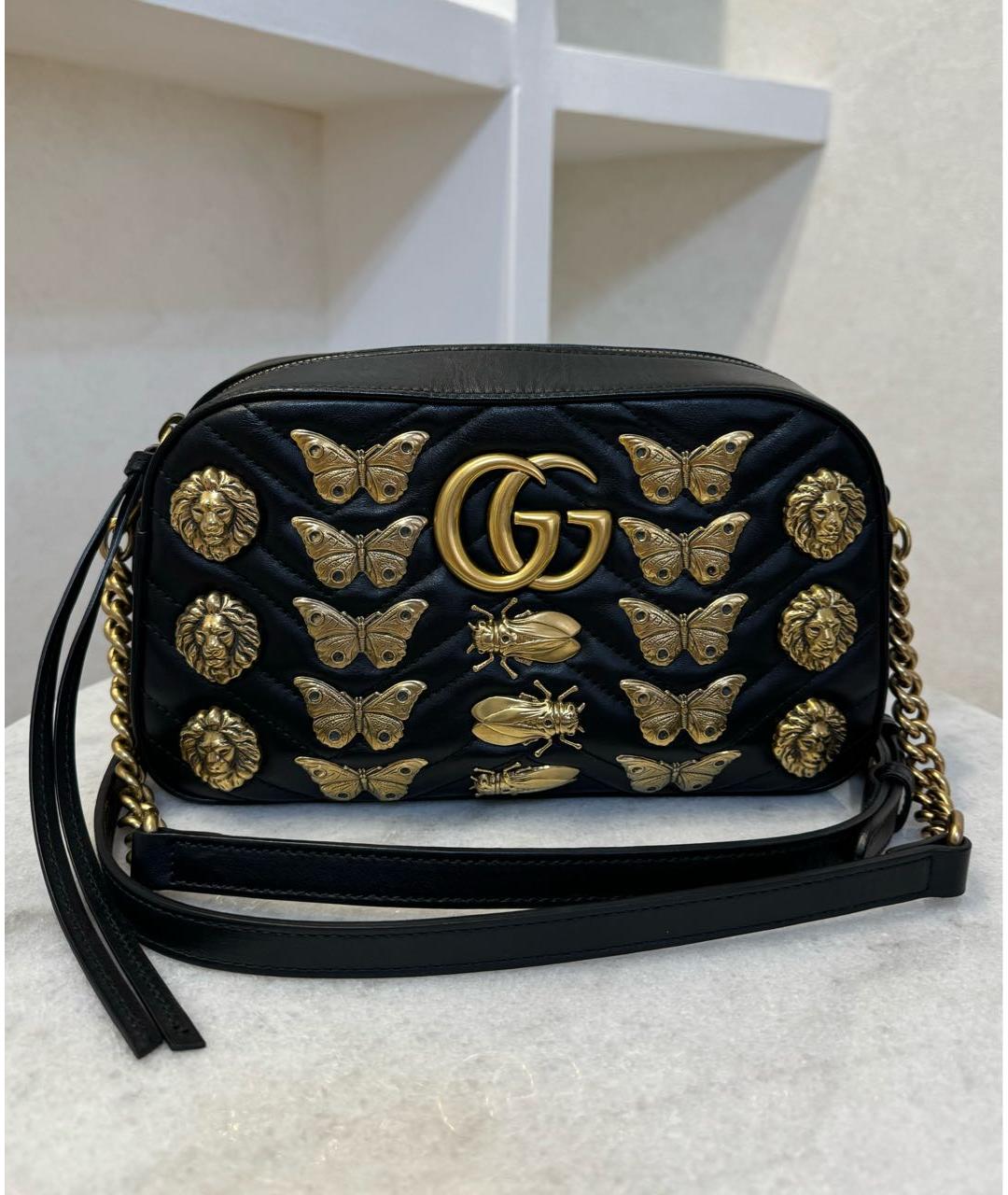 GUCCI Черная кожаная сумка через плечо, фото 2