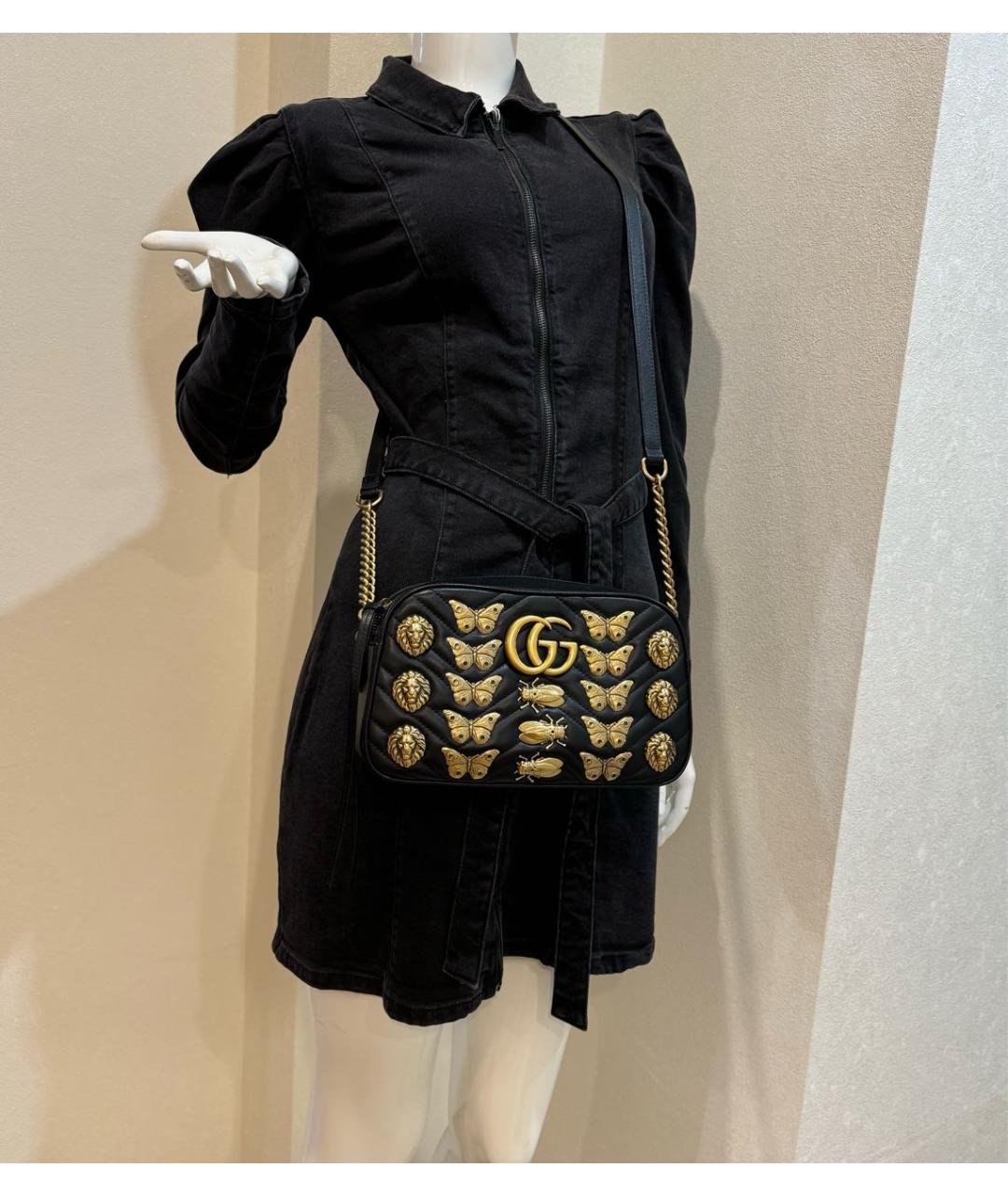 GUCCI Черная кожаная сумка через плечо, фото 4