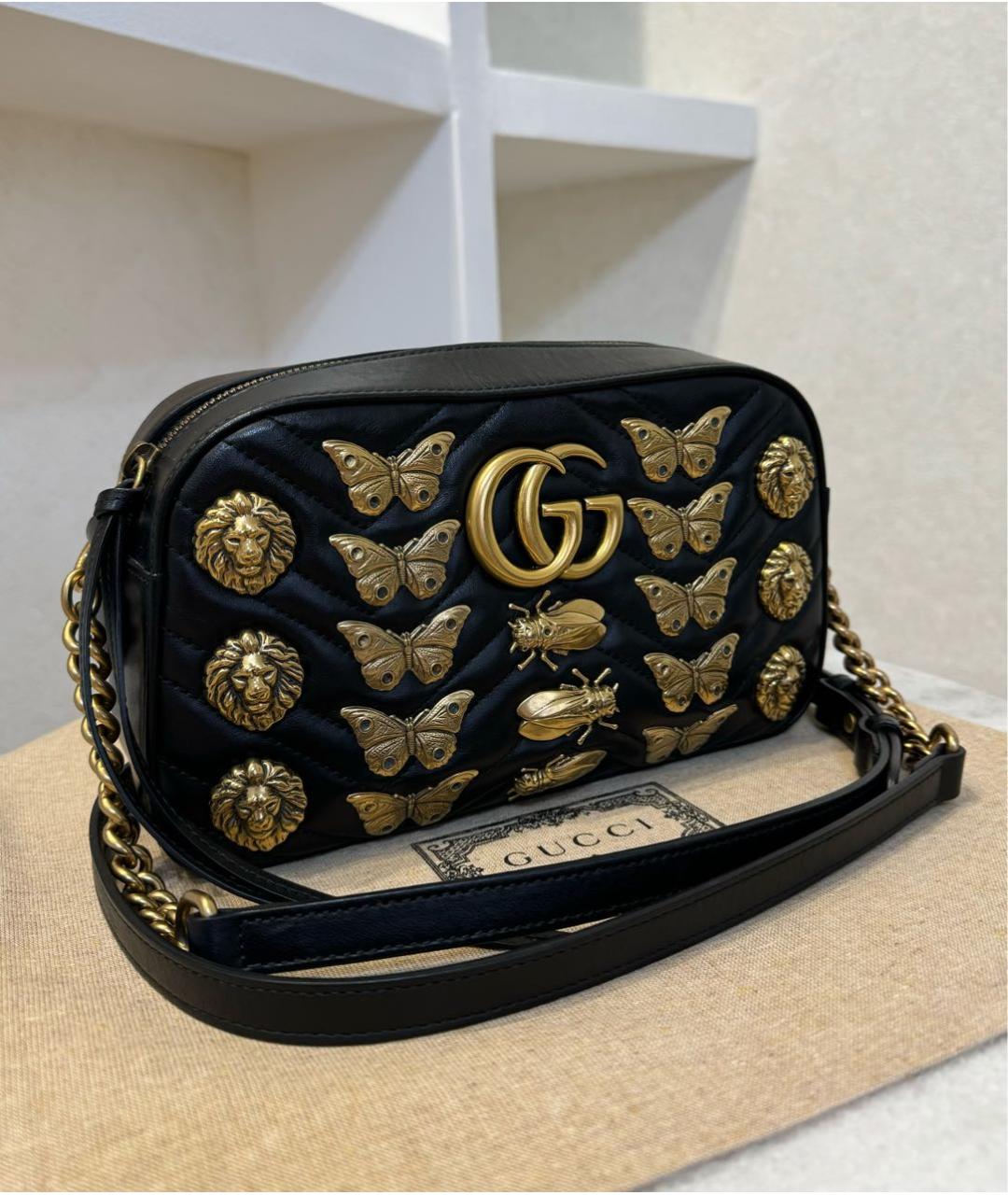GUCCI Черная кожаная сумка через плечо, фото 3