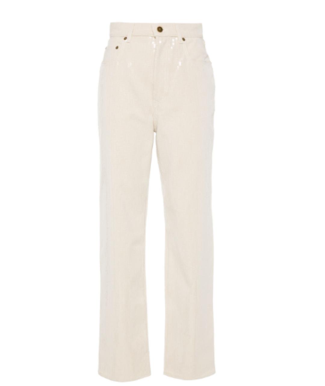 GOLDEN GOOSE DELUXE BRAND Бежевые хлопковые прямые джинсы, фото 5