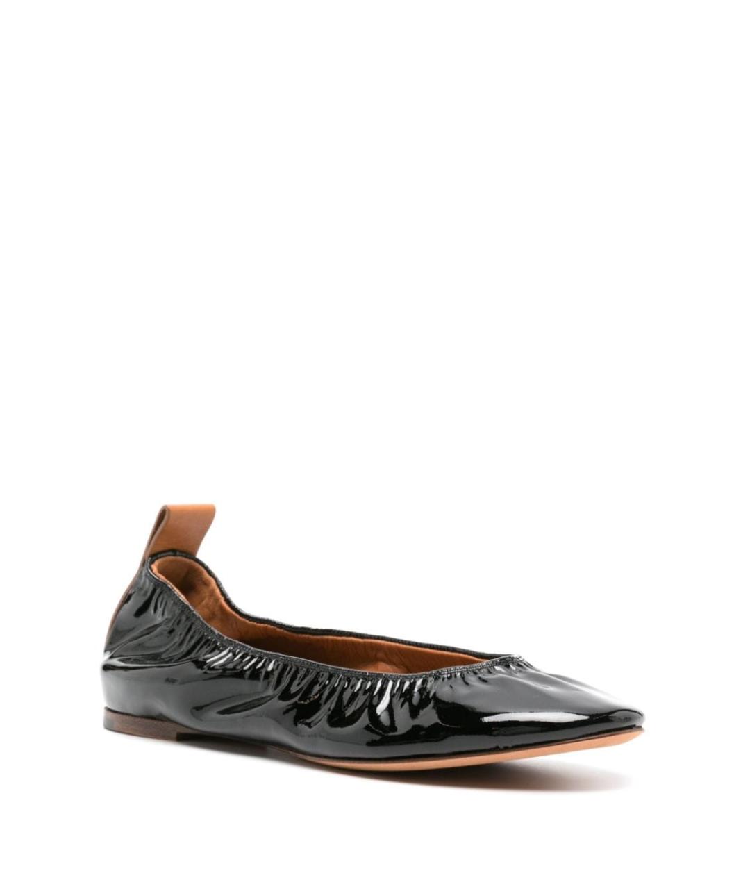 LANVIN Черные кожаные балетки, фото 2