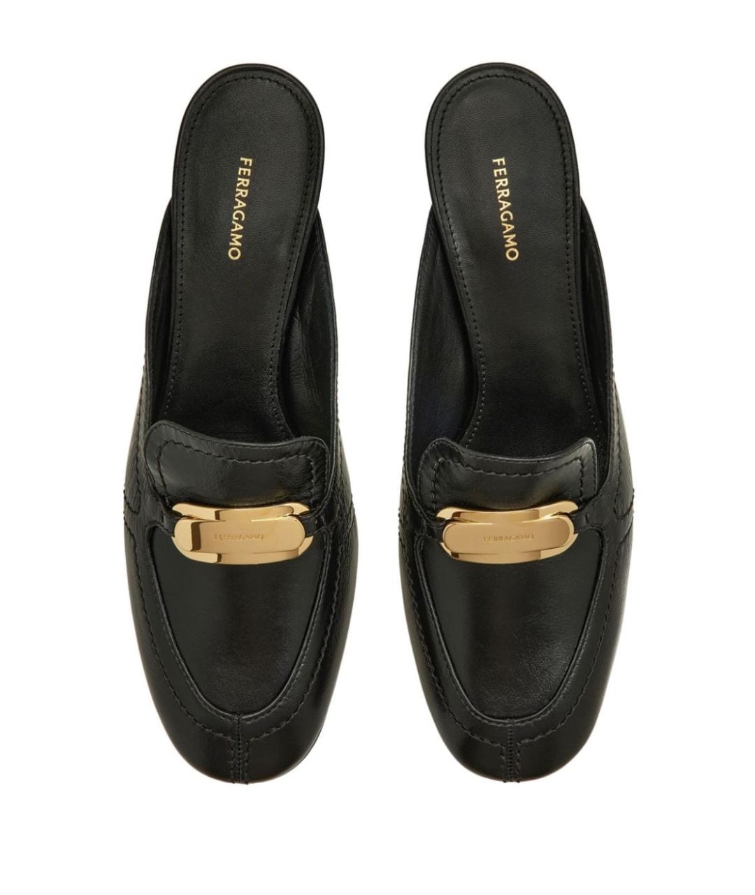 FERRAGAMO Черные кожаные мюли, фото 2