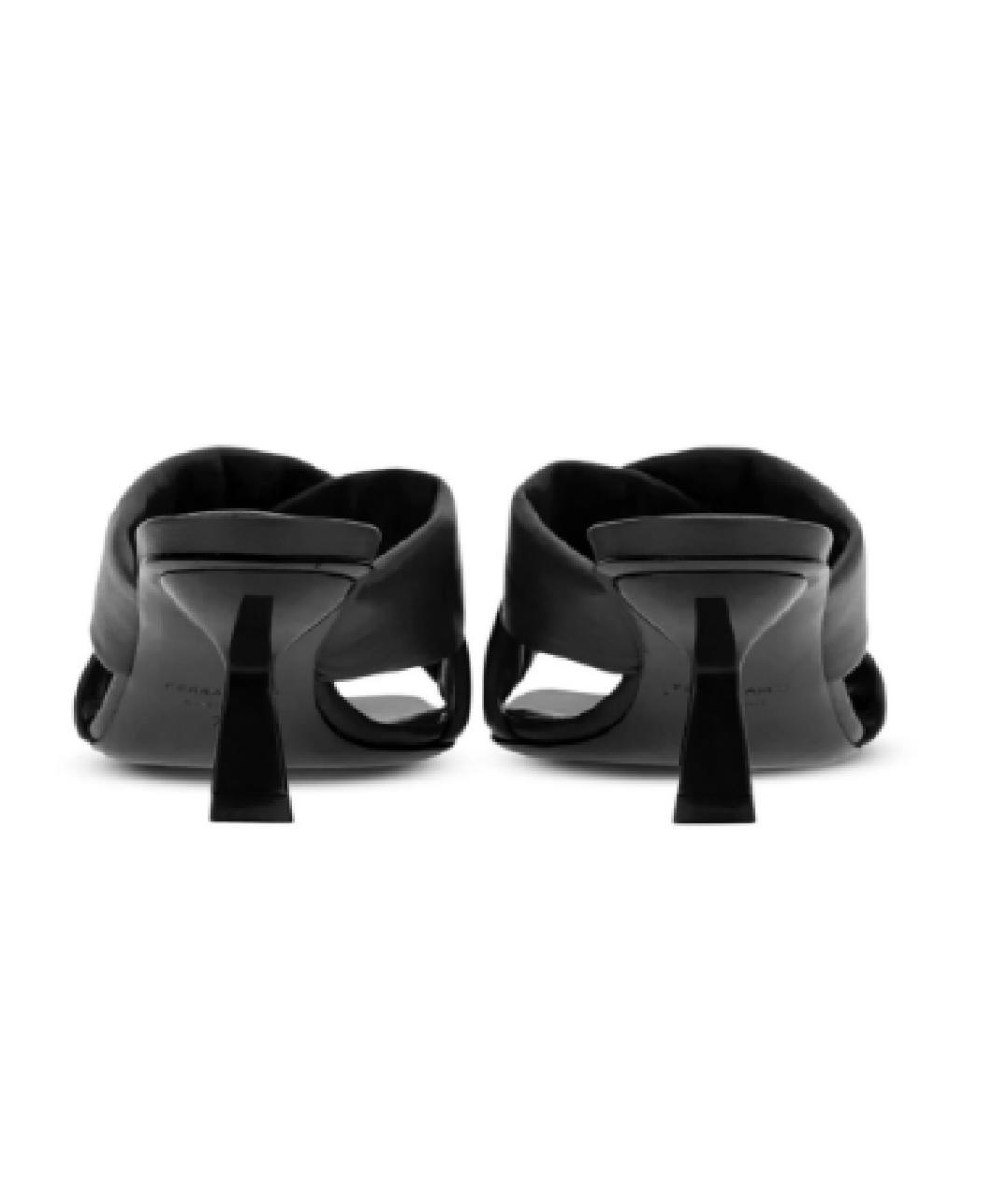 FERRAGAMO Черные кожаные мюли, фото 4