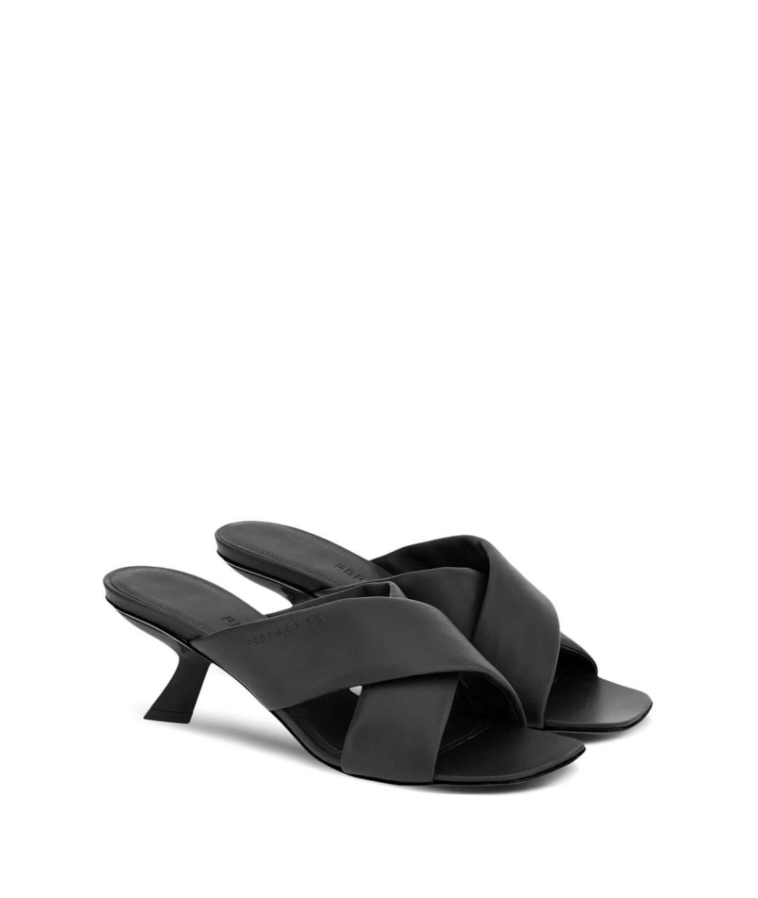 FERRAGAMO Черные кожаные мюли, фото 2